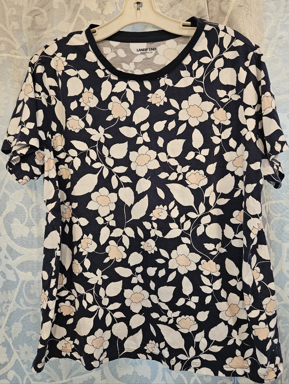 Lands End Short Sleave Floral Shirt